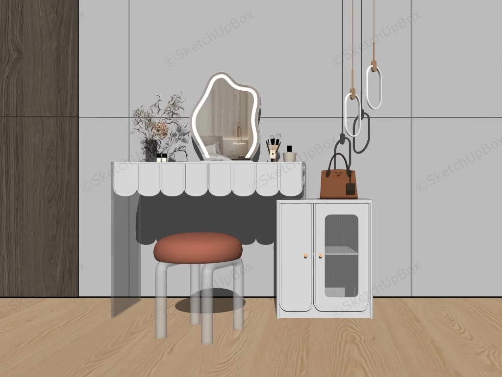 Mirrored Makeup Vanity Set sketchup model preview - SketchupBox