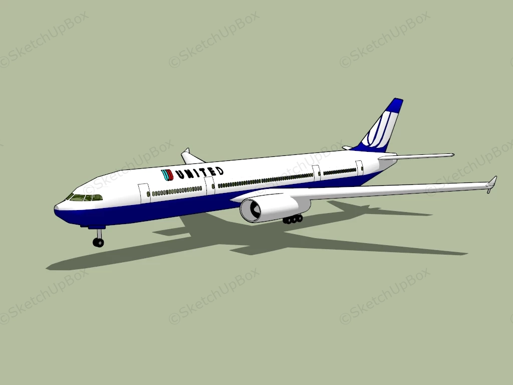 United Airlines Aircraft sketchup model preview - SketchupBox