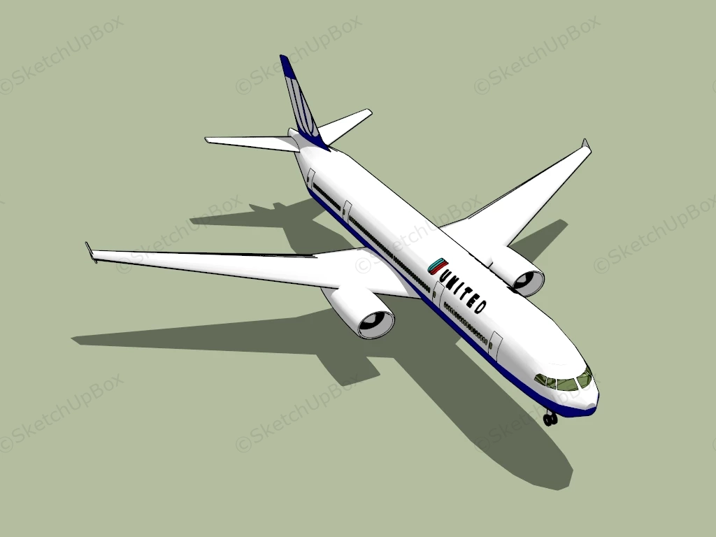 United Airlines Aircraft sketchup model preview - SketchupBox