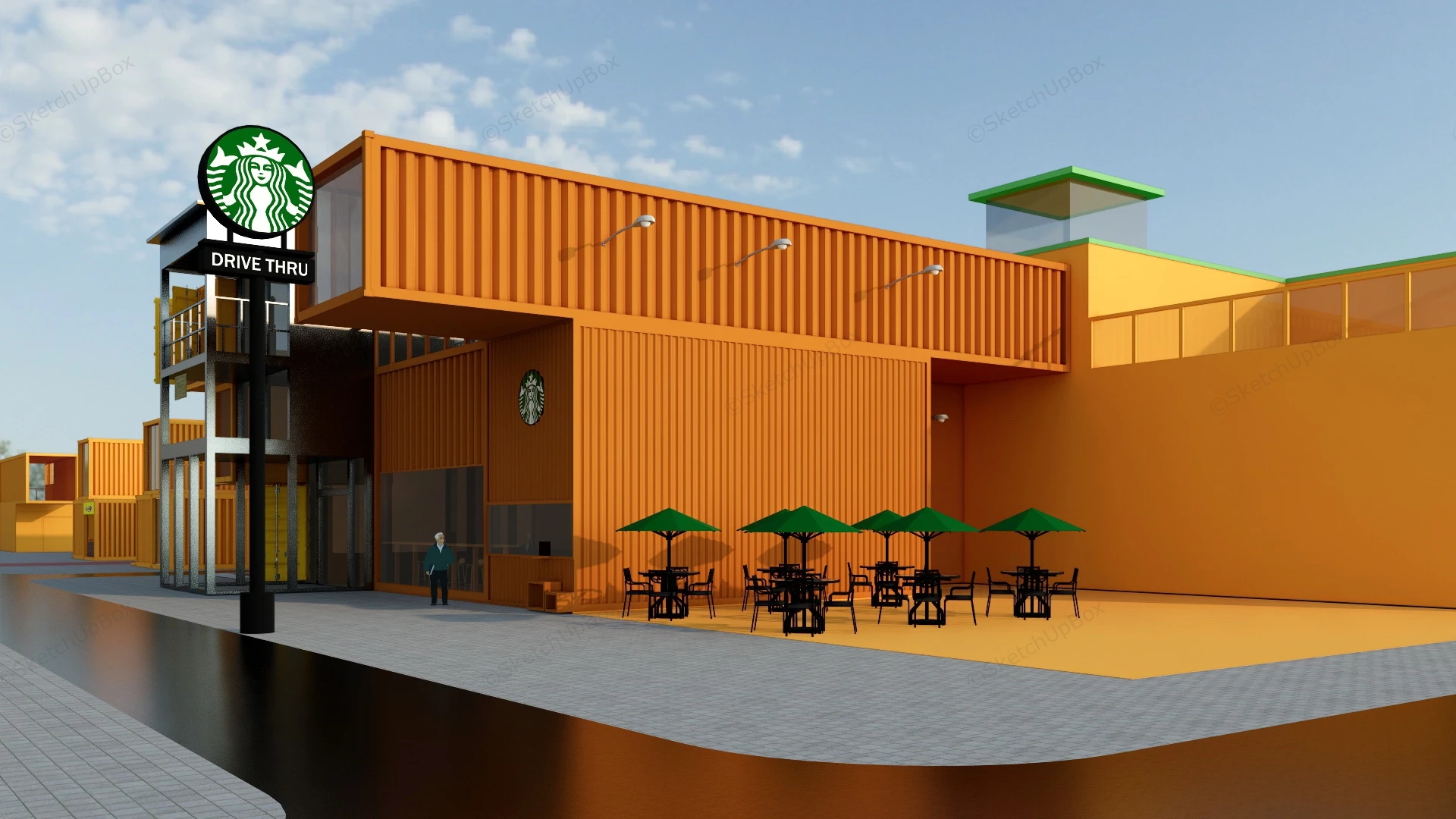 Shipping Container Retail Center sketchup model preview - SketchupBox