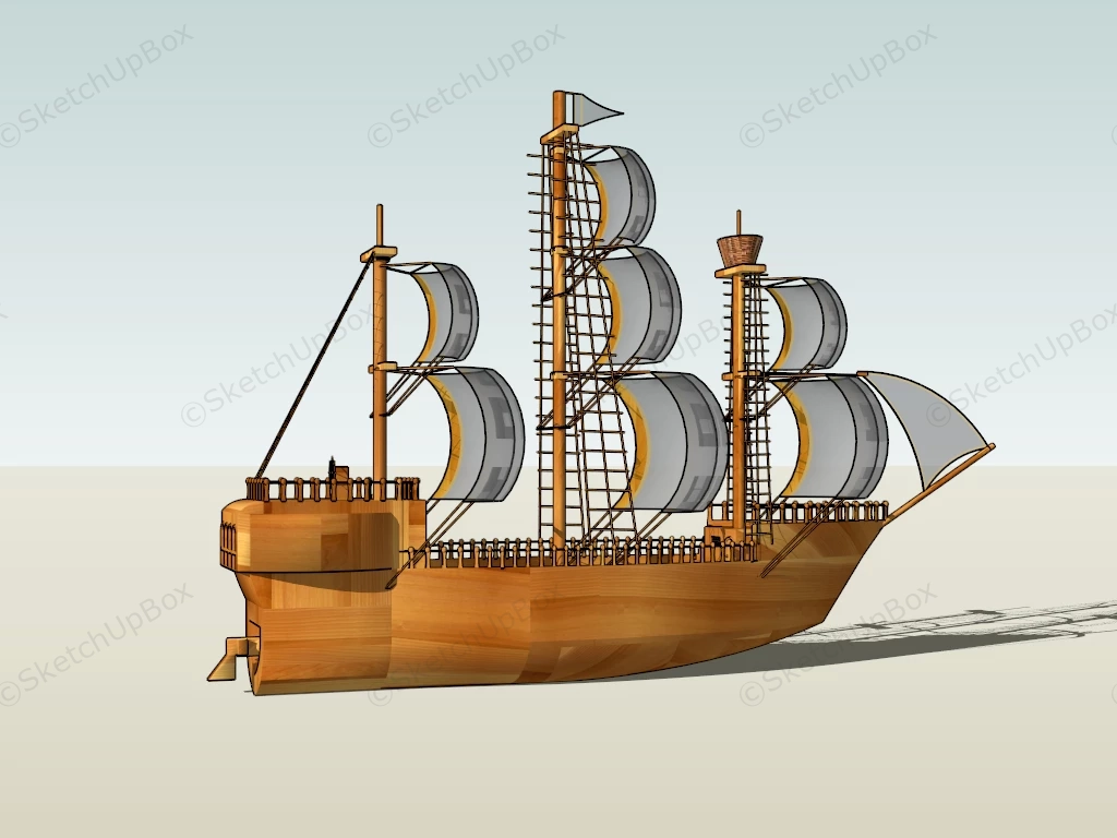 19th Century Merchant Ship sketchup model preview - SketchupBox