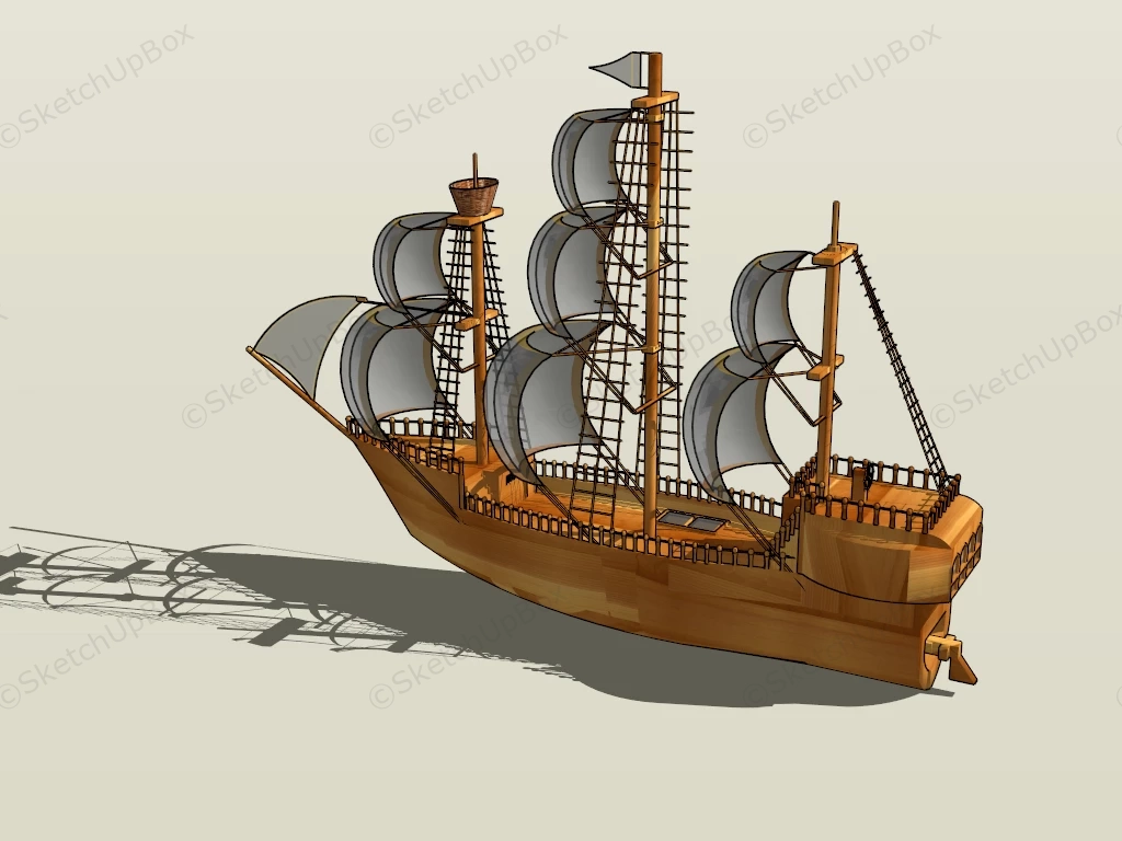 19th Century Merchant Ship sketchup model preview - SketchupBox