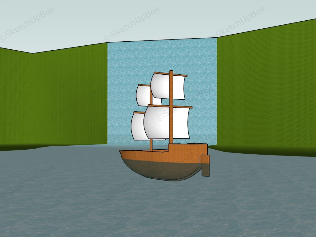 Small Merchant Sailing Ship sketchup model preview - SketchupBox