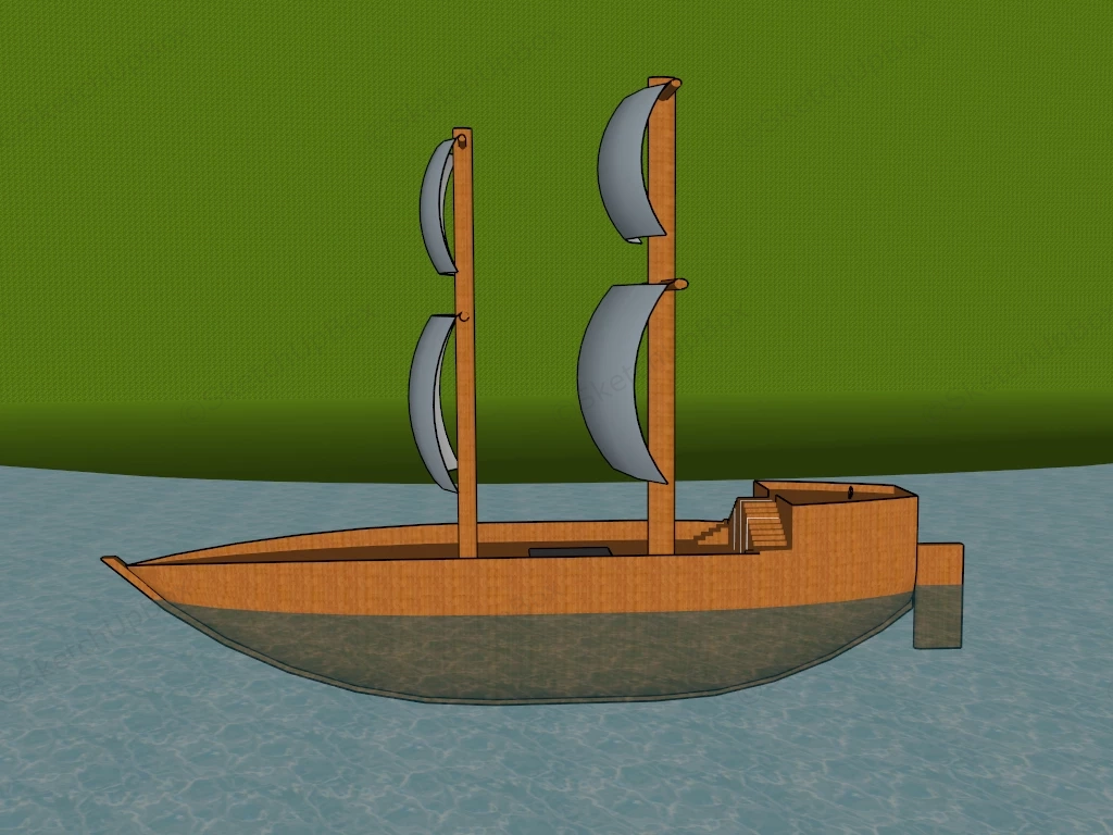 Small Merchant Sailing Ship sketchup model preview - SketchupBox