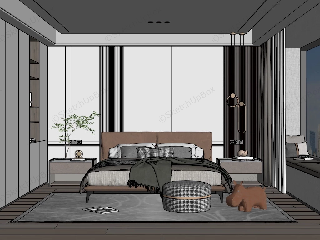 Casual Bedroom Decorating Ideas sketchup model preview - SketchupBox