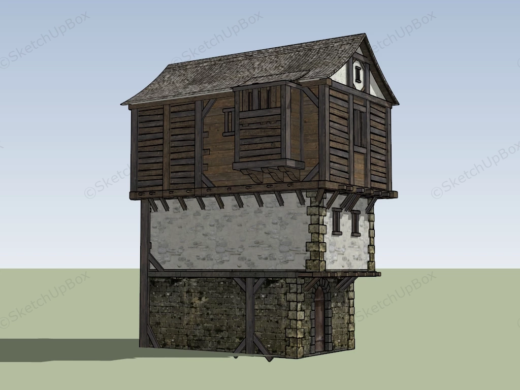 Medieval Village House sketchup model preview - SketchupBox