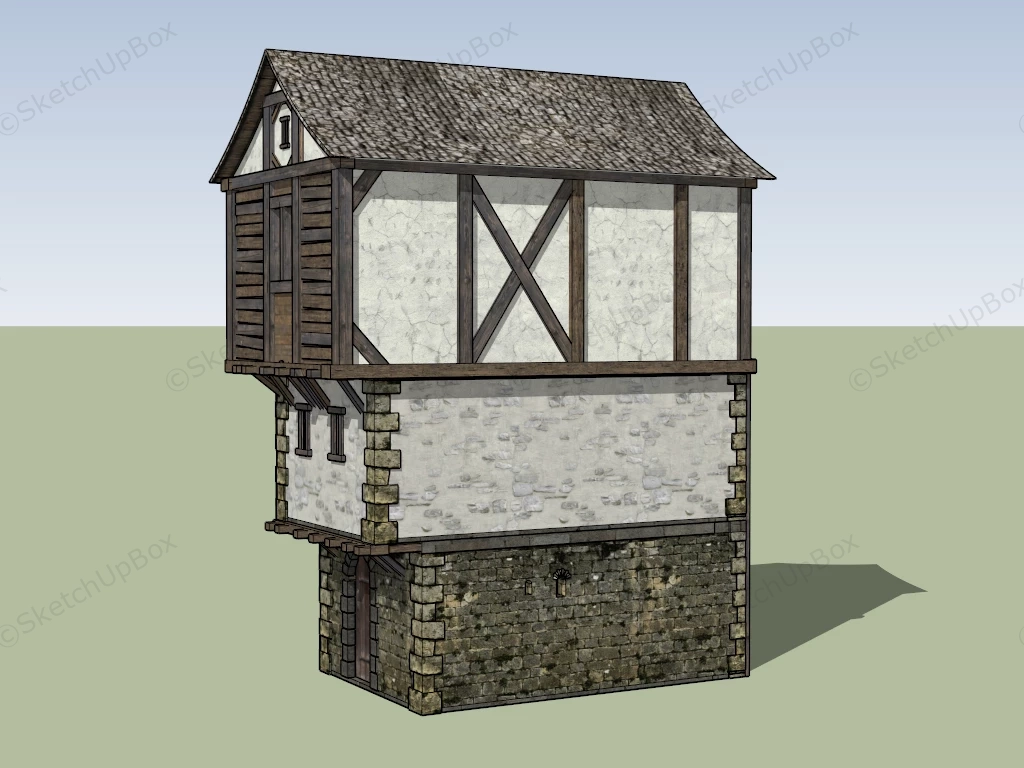 Medieval Village House sketchup model preview - SketchupBox