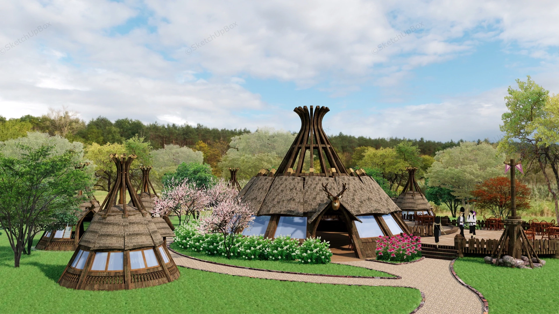 Primitive Village Style Camping Site Design sketchup model preview - SketchupBox