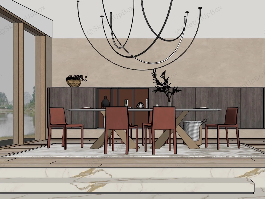 Spacious Dining Room Design sketchup model preview - SketchupBox