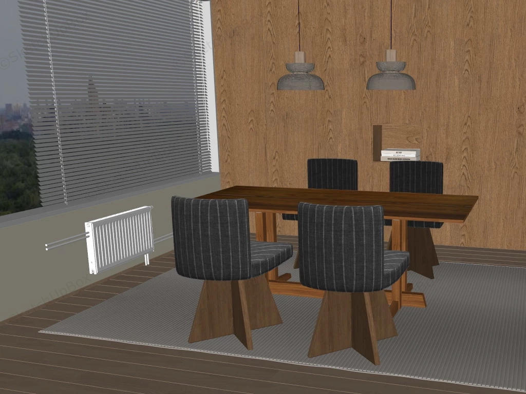 Wabi Sabi Dining Room sketchup model preview - SketchupBox