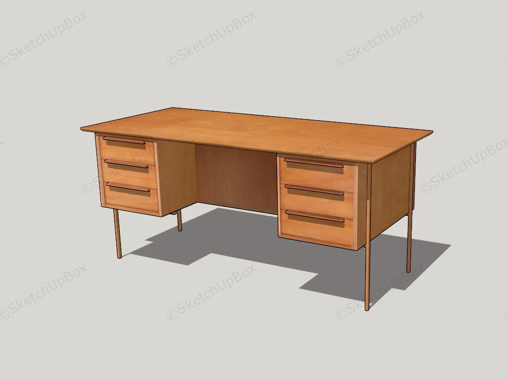 Writing Desk With Drawers sketchup model preview - SketchupBox