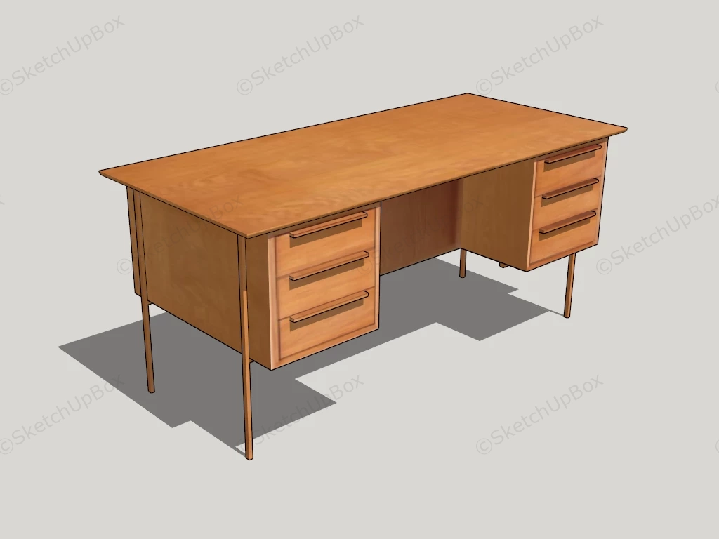 Writing Desk With Drawers sketchup model preview - SketchupBox