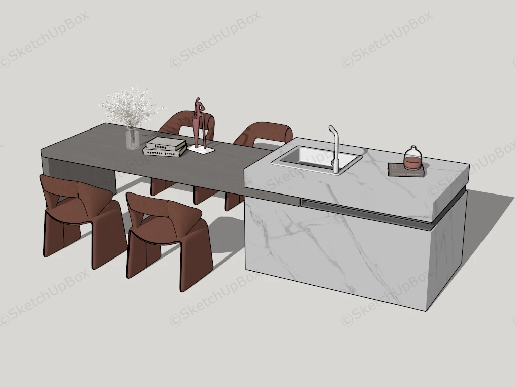 Kitchen Table And Island Combo sketchup model preview - SketchupBox