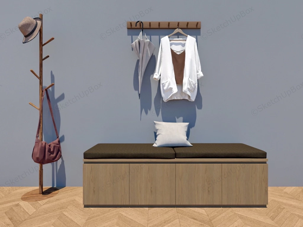 Entryway Bench And Clothes Stand sketchup model preview - SketchupBox