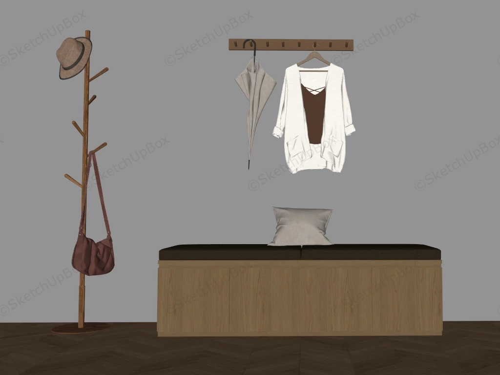 Entryway Bench And Clothes Stand sketchup model preview - SketchupBox