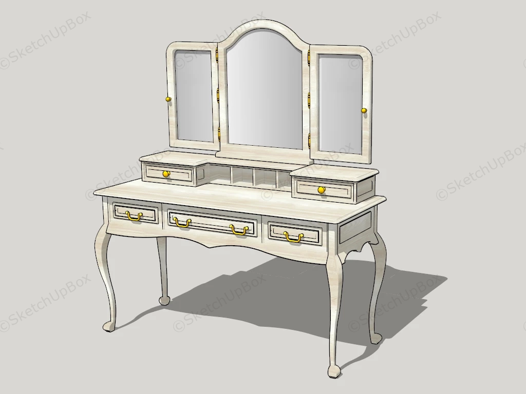 Vintage Makeup Vanity With Mirror sketchup model preview - SketchupBox