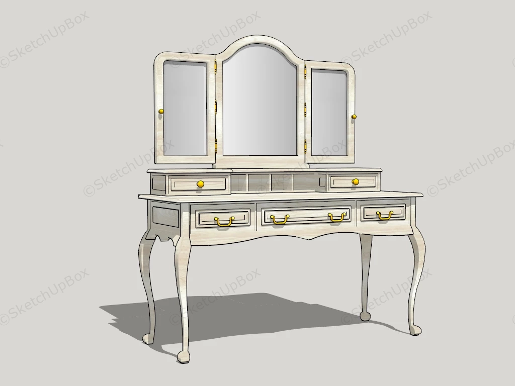 Vintage Makeup Vanity With Mirror sketchup model preview - SketchupBox