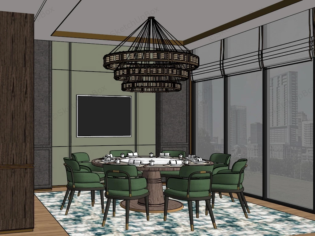 Restaurant With Private Dining Room sketchup model preview - SketchupBox