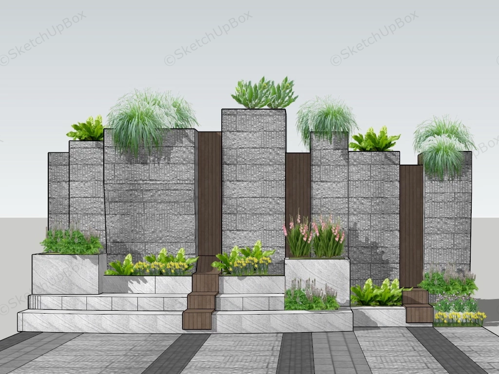 Landscaping Feature Wall Idea sketchup model preview - SketchupBox