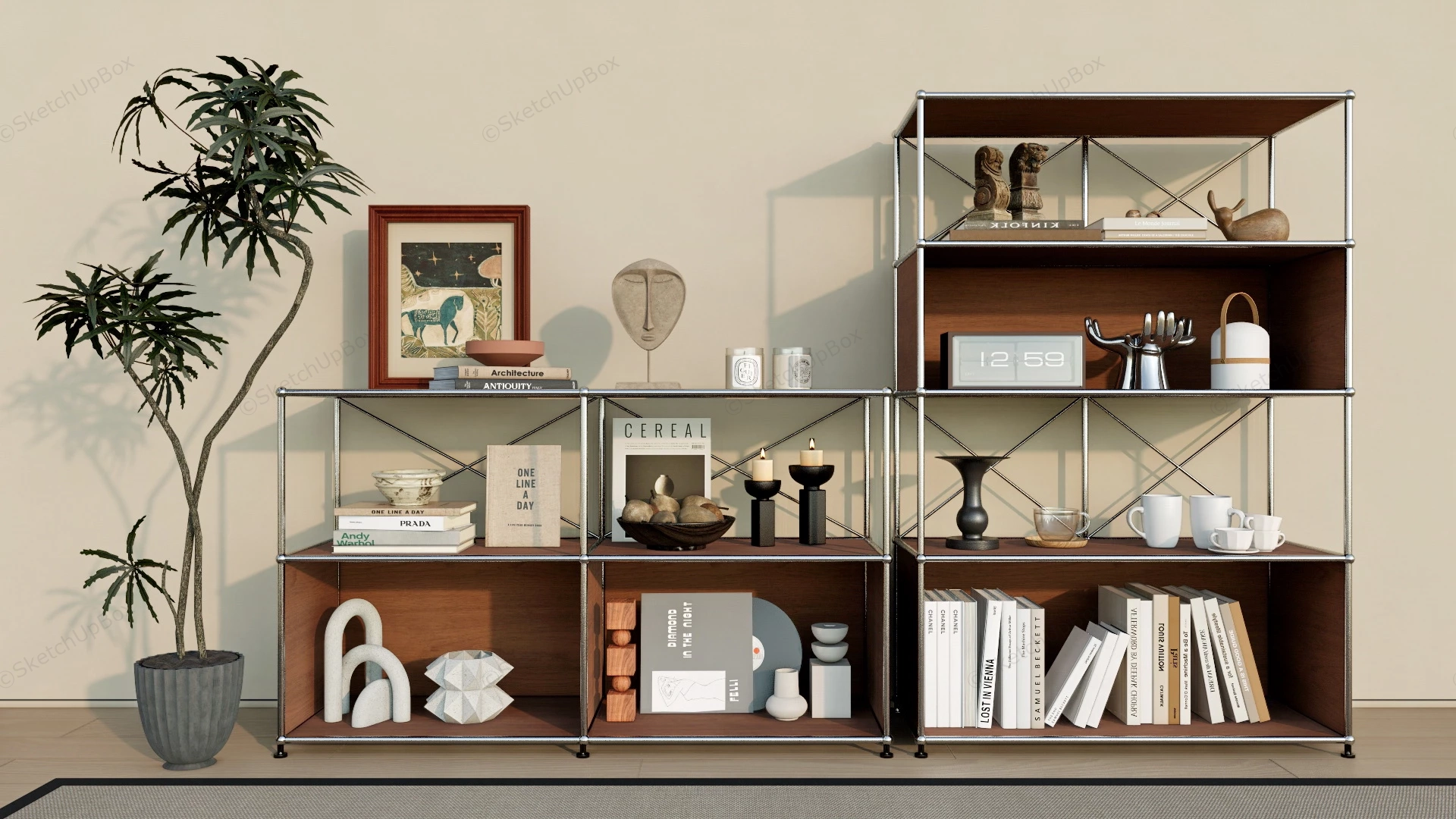 Modern Bookshelf Display Decor sketchup model preview - SketchupBox