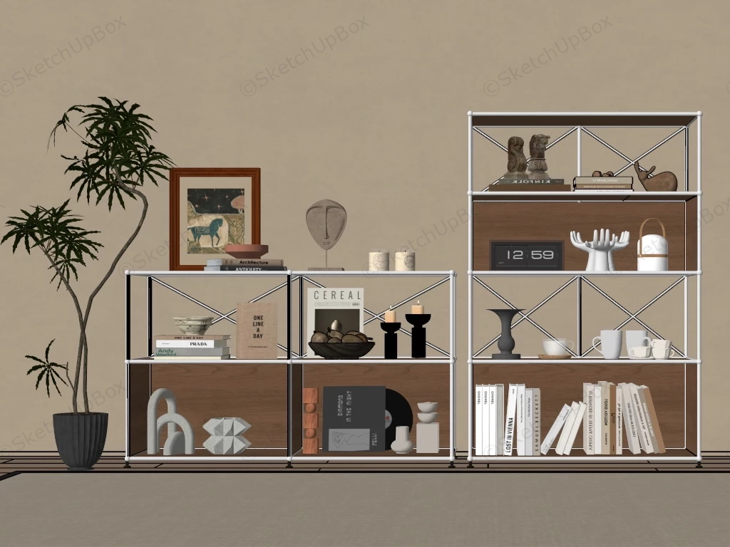 Modern Bookshelf Display Decor sketchup model preview - SketchupBox