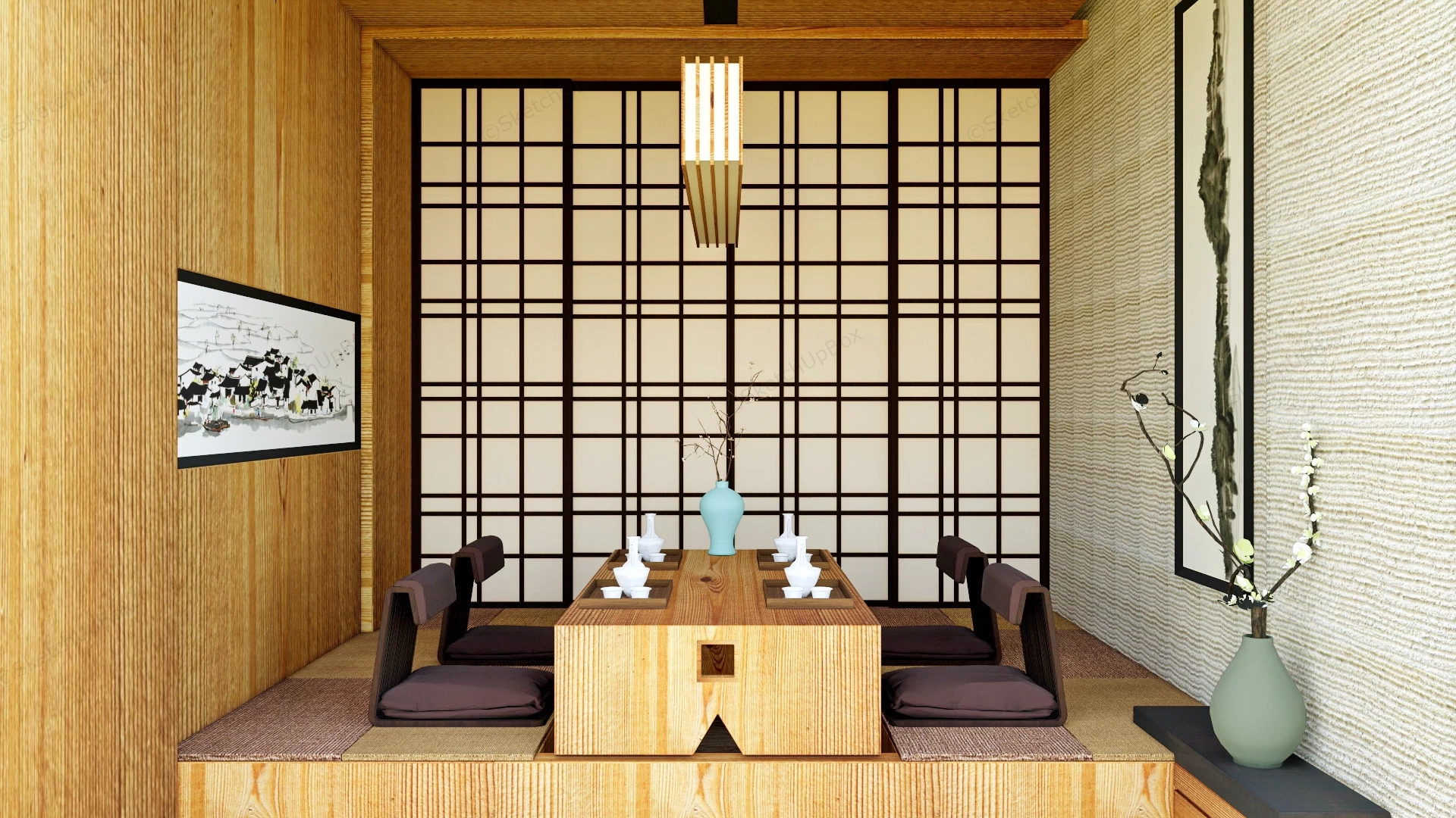 Small Japanese Dining Room Idea sketchup model preview - SketchupBox