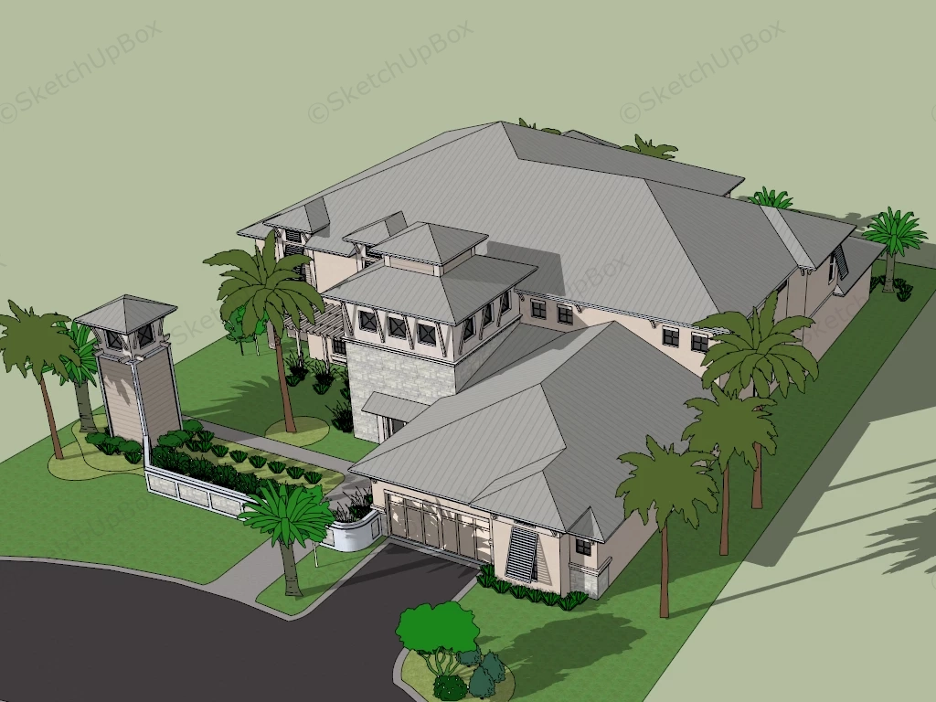 Spain Style Home sketchup model preview - SketchupBox