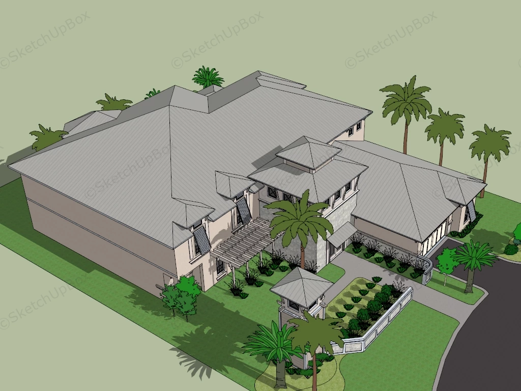 Spain Style Home sketchup model preview - SketchupBox