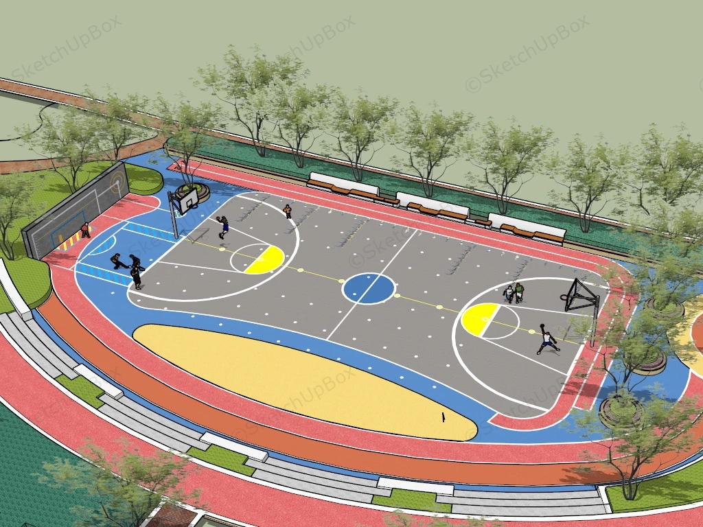 Community Park Basketball Court sketchup model preview - SketchupBox