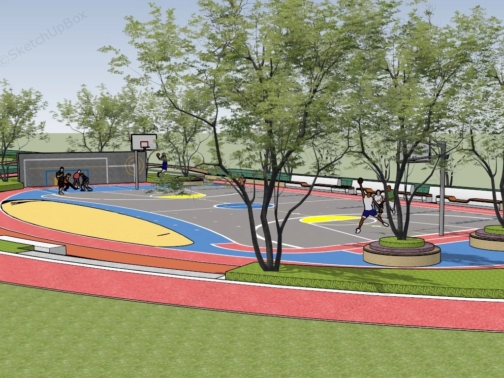 Community Park Basketball Court sketchup model preview - SketchupBox