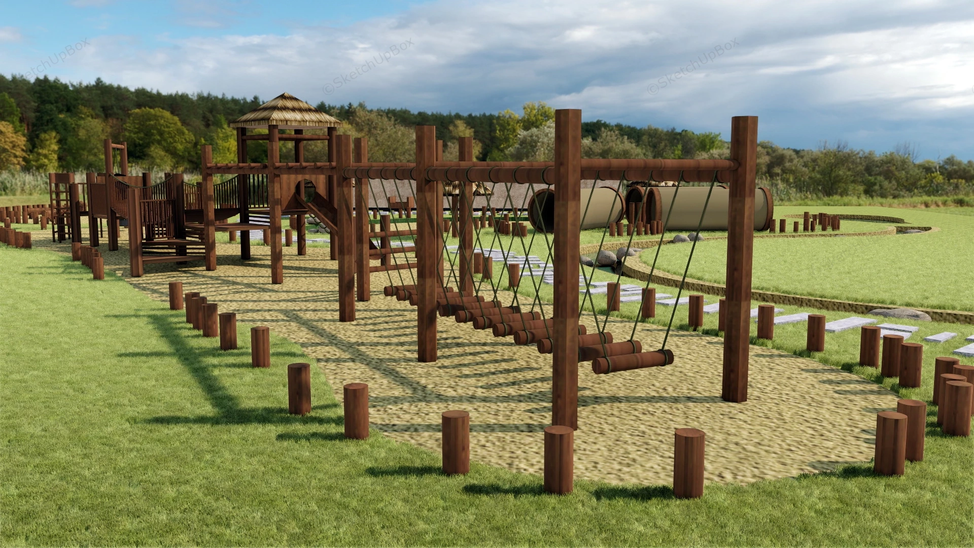 Nature Themed Playground sketchup model preview - SketchupBox