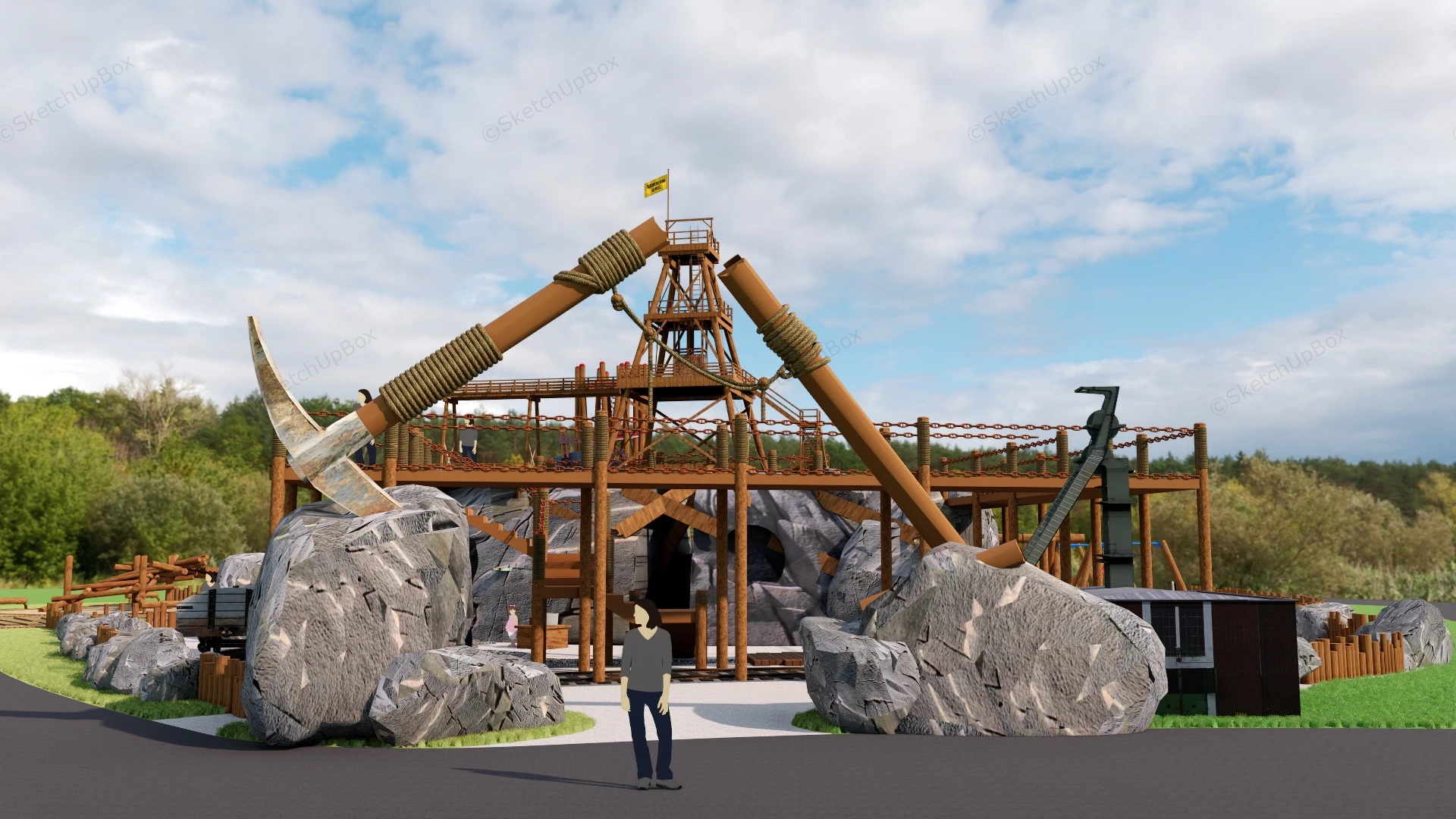 Mining Themed Adventure Playground sketchup model preview - SketchupBox