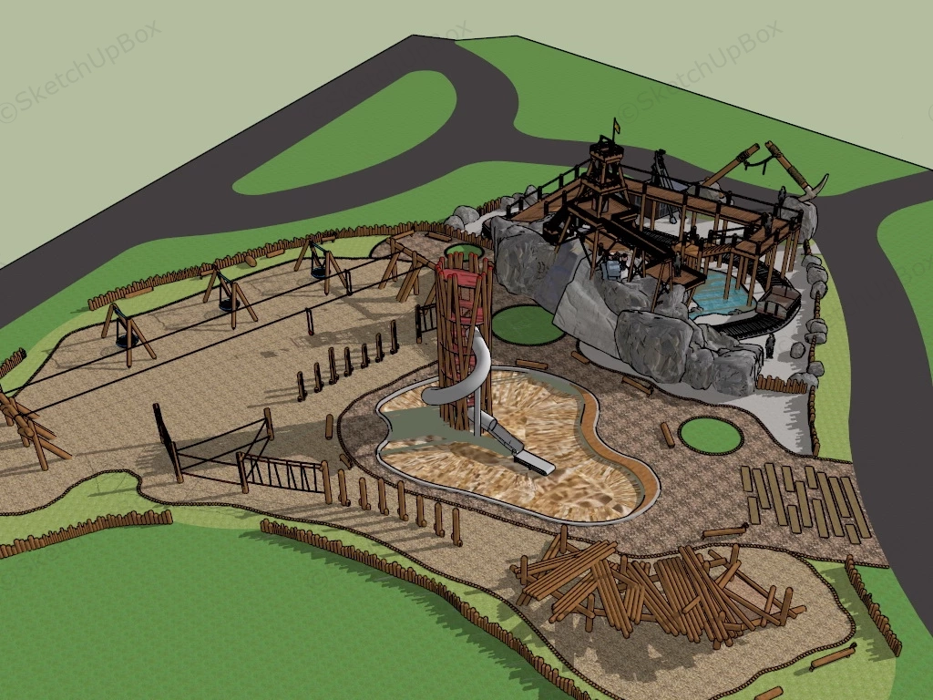 Mining Themed Adventure Playground sketchup model preview - SketchupBox