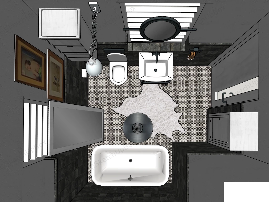 Small Vintage Bathroom Idea sketchup model preview - SketchupBox