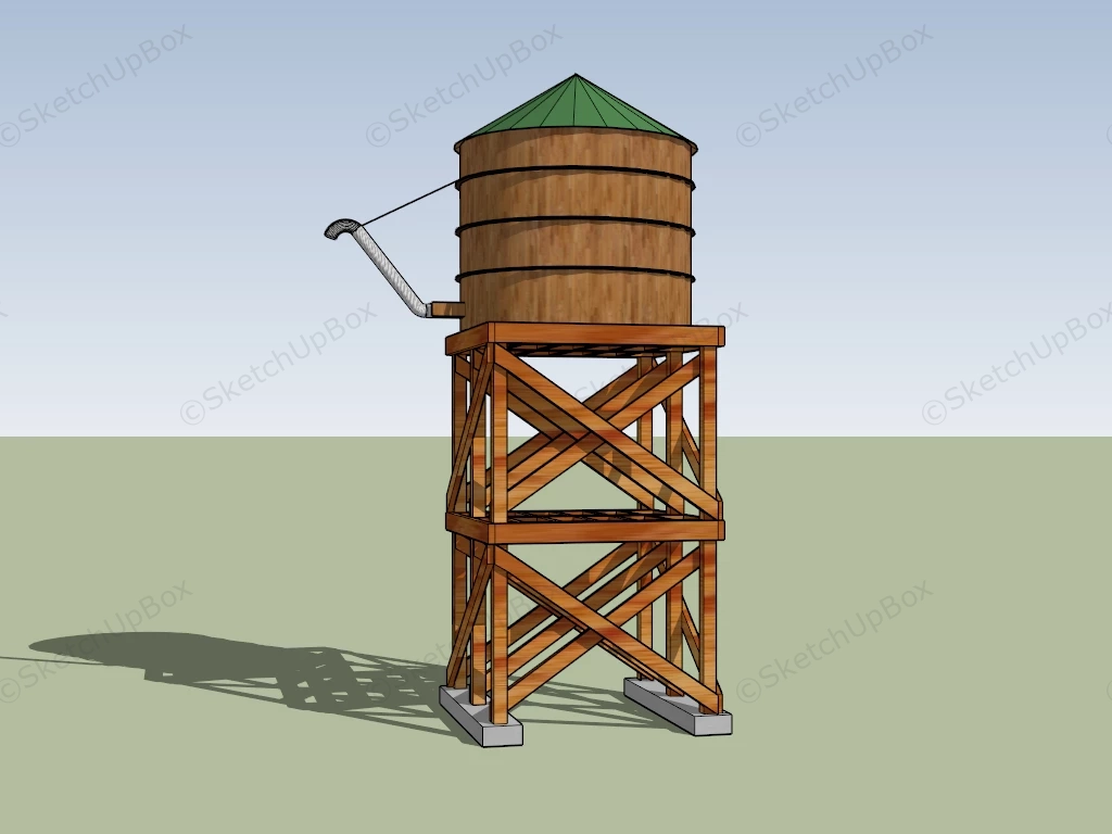 Old Wood Water Tower sketchup model preview - SketchupBox