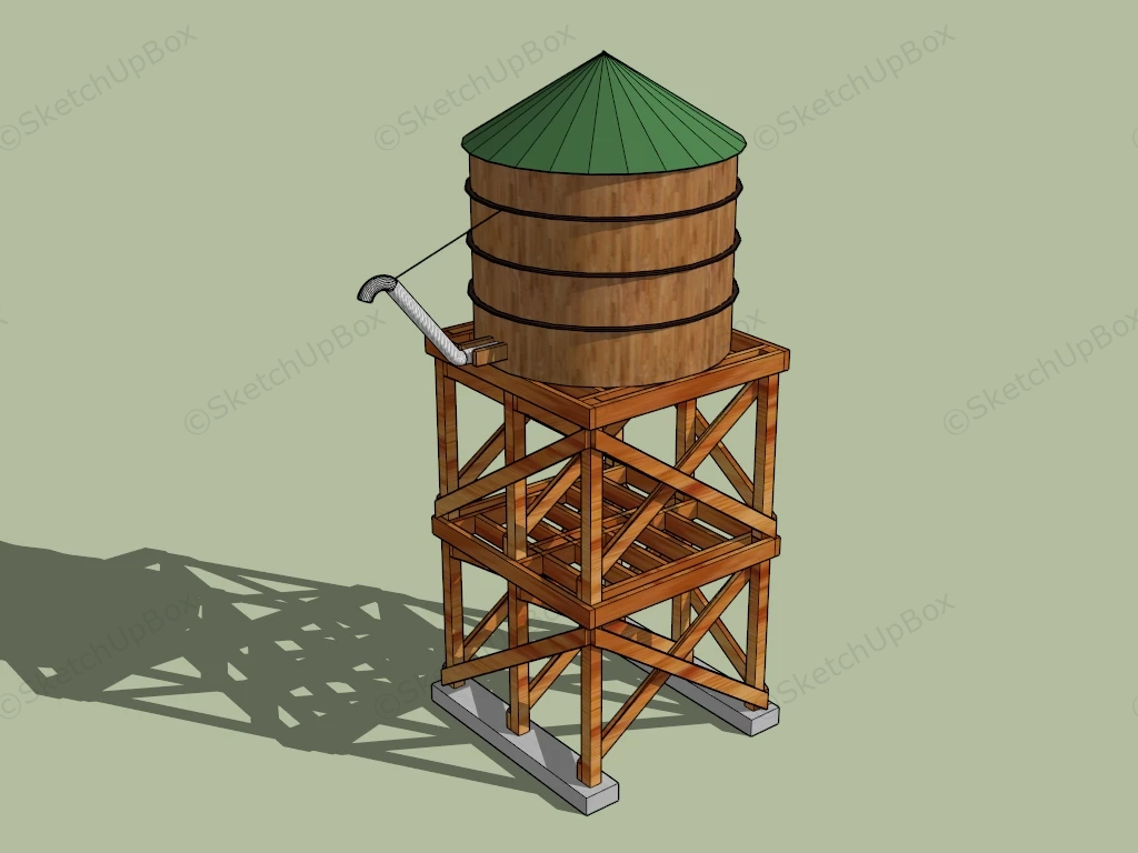 Old Wood Water Tower sketchup model preview - SketchupBox