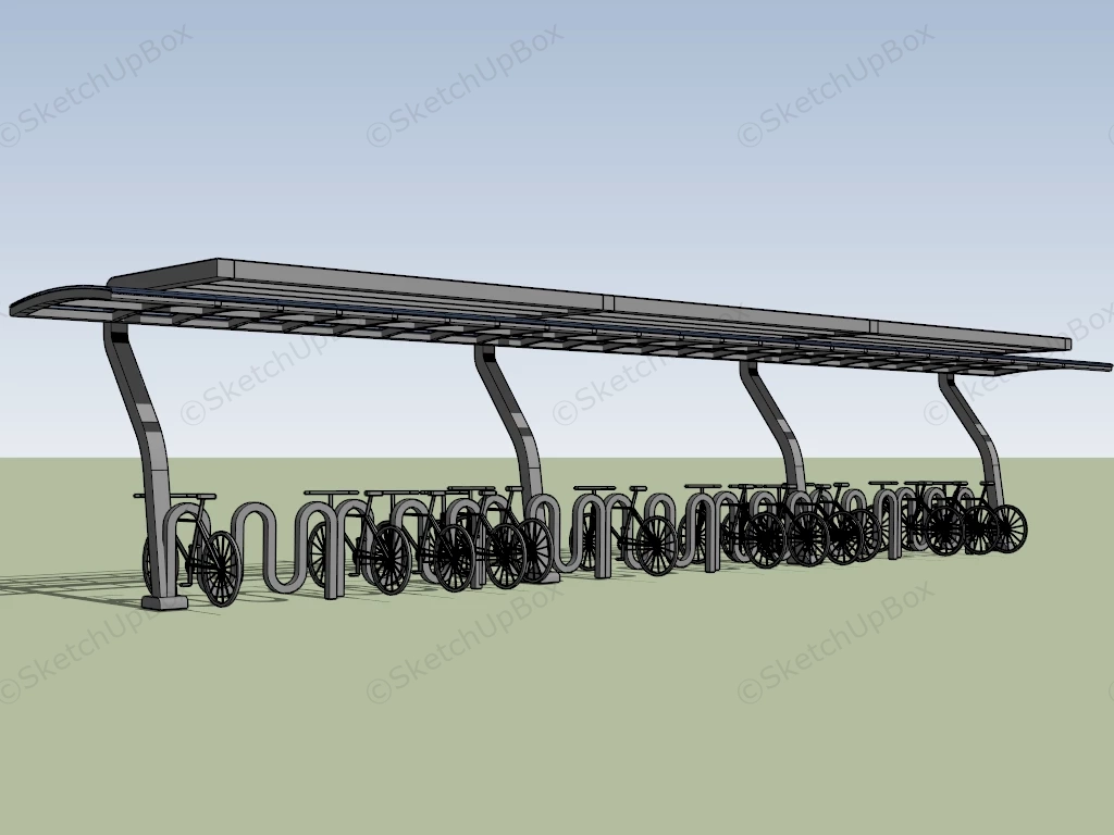 Outdoor Public Bicycle Canopy Shelter sketchup model preview - SketchupBox