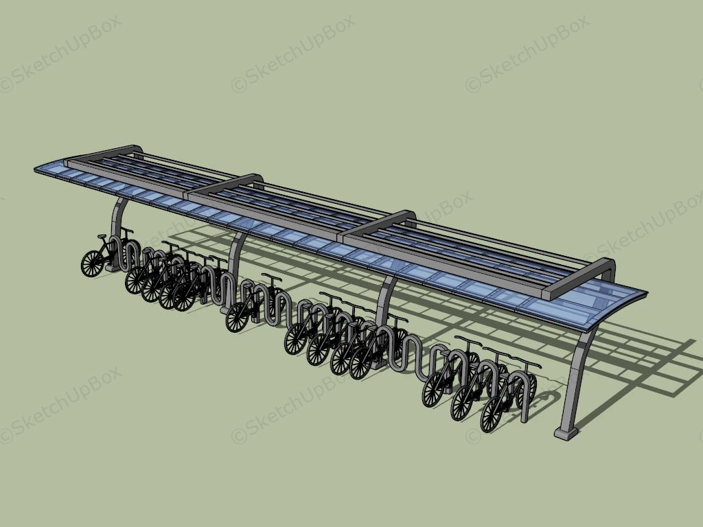 Outdoor Public Bicycle Canopy Shelter sketchup model preview - SketchupBox