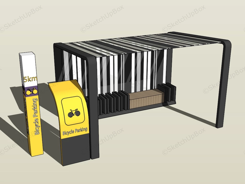 Bicycle Parking Shelter sketchup model preview - SketchupBox