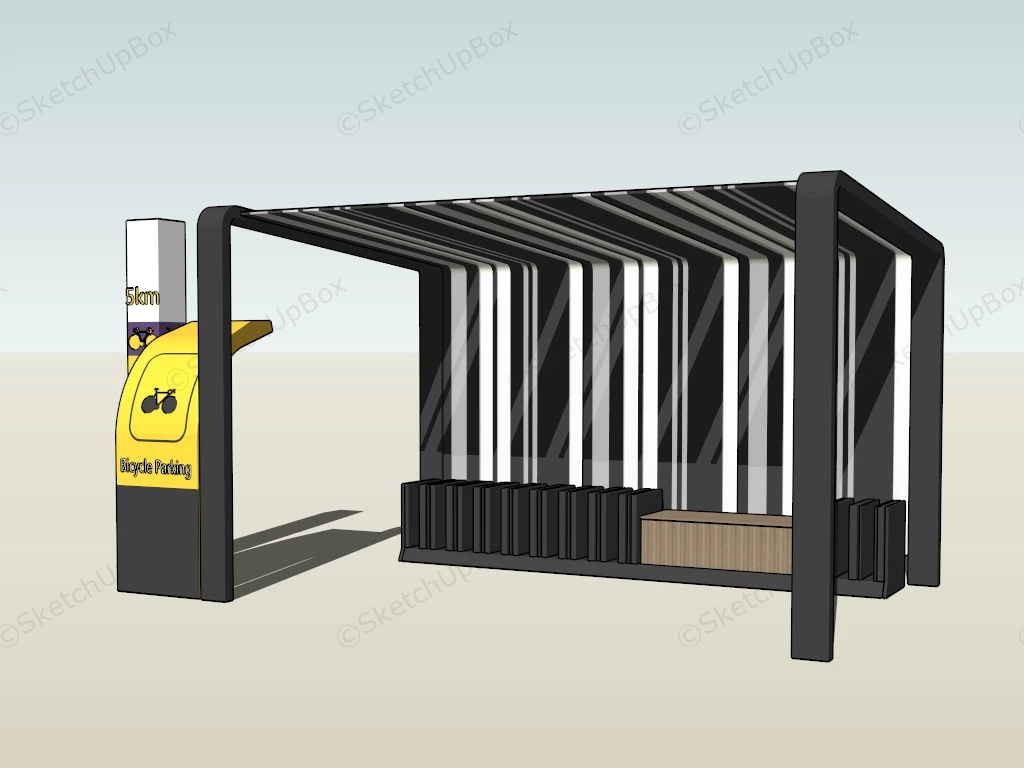 Bicycle Parking Shelter sketchup model preview - SketchupBox