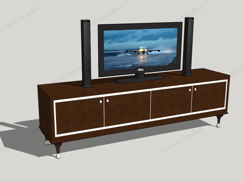 Retro TV Stand And Media Console sketchup model preview - SketchupBox