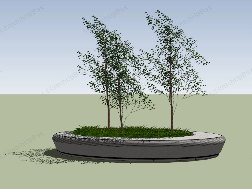 Oval Raised Bed Around Tree sketchup model preview - SketchupBox