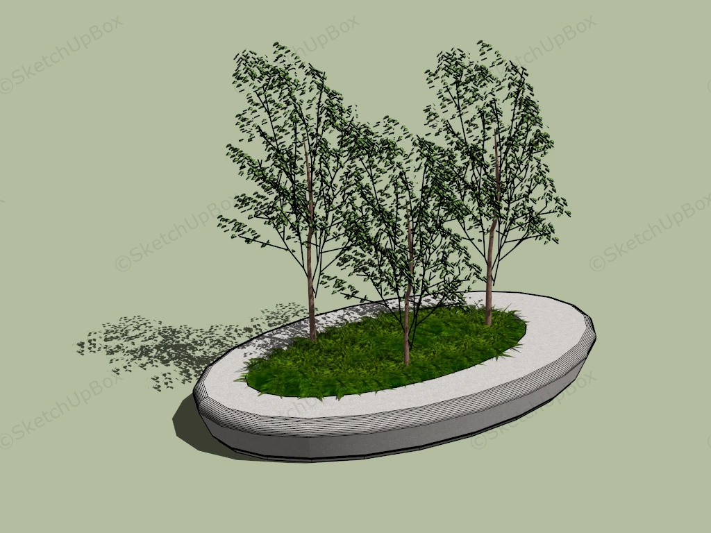 Oval Raised Bed Around Tree sketchup model preview - SketchupBox