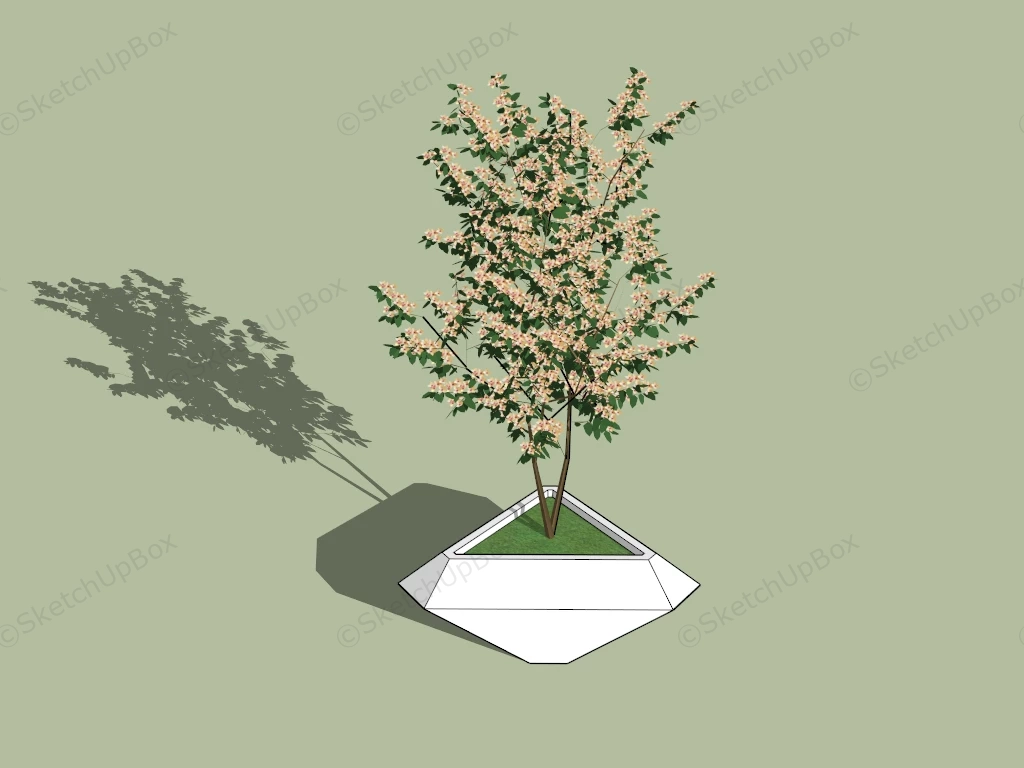 White Tree Surround Raised Bed sketchup model preview - SketchupBox