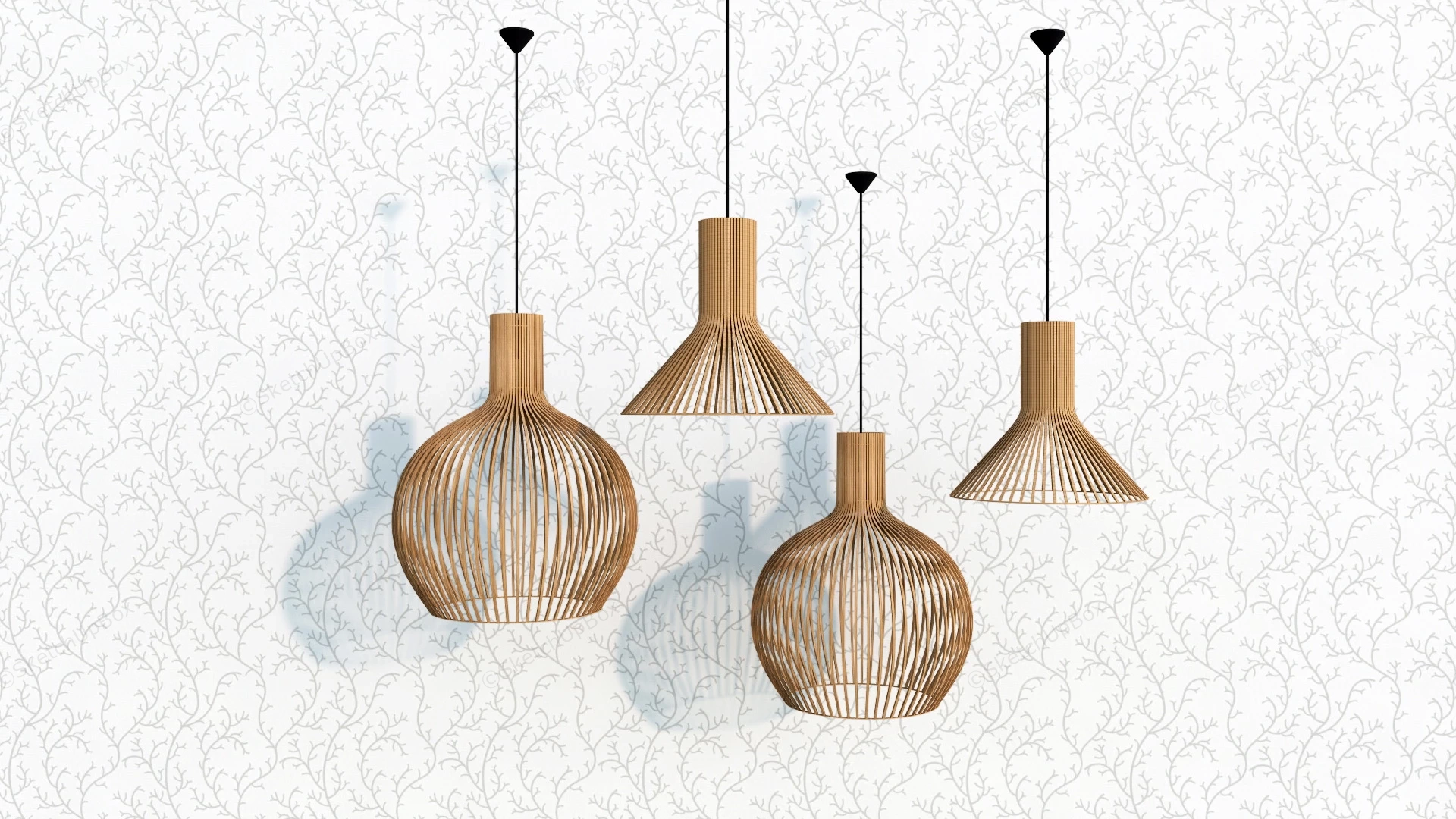 Wicker Pendant Lights Set sketchup model preview - SketchupBox