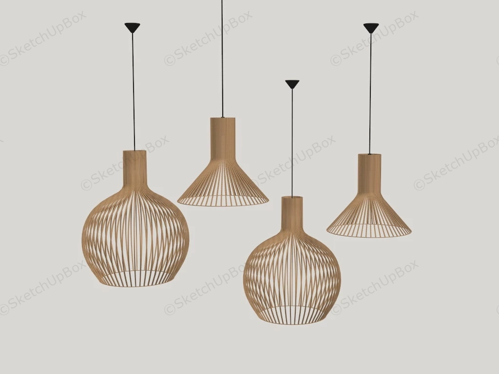 Wicker Pendant Lights Set sketchup model preview - SketchupBox