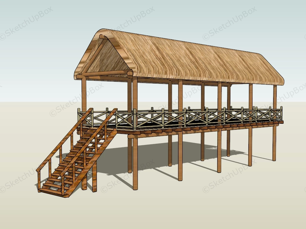 Stilted Tropical Pavilion sketchup model preview - SketchupBox