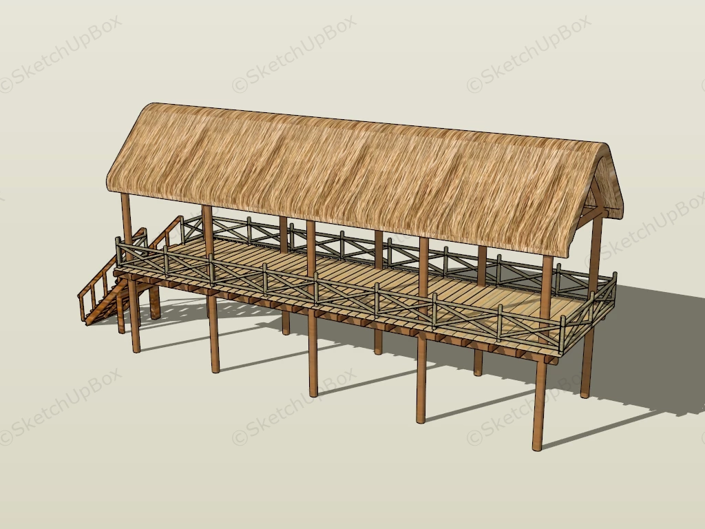 Stilted Tropical Pavilion sketchup model preview - SketchupBox