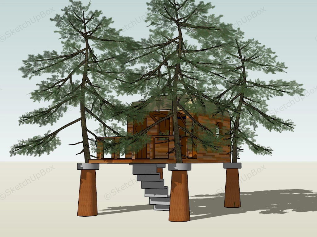 Treehouse With Stairs sketchup model preview - SketchupBox