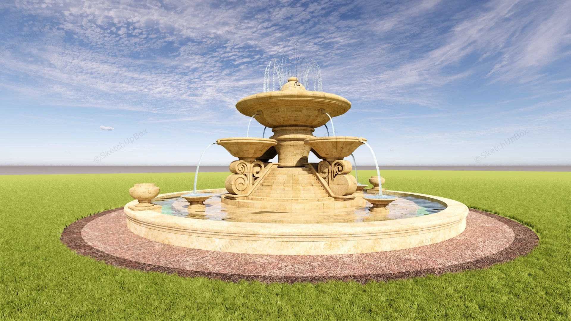 Public Park Water Fountain sketchup model preview - SketchupBox